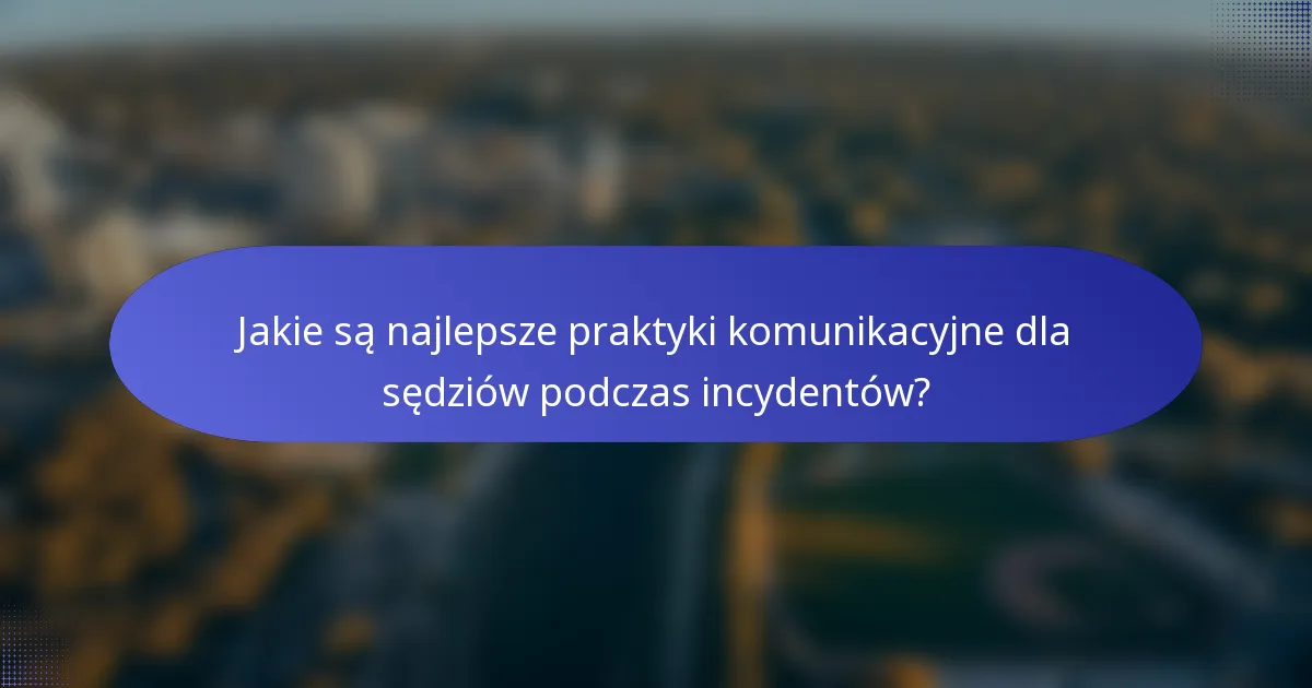 Jakie są najlepsze praktyki komunikacyjne dla sędziów podczas incydentów?